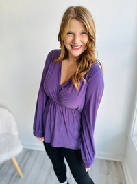 Deep V-Neck Wrap Tunic - Plum