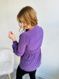 Deep V-Neck Wrap Tunic - Plum