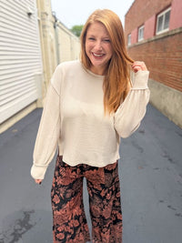 Ivory Ripple Knit Top