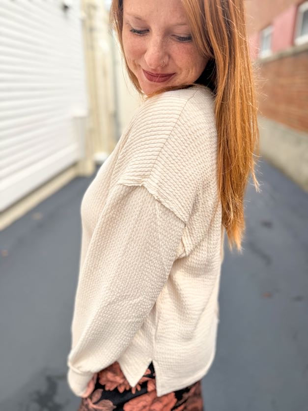 Ivory Ripple Knit Top