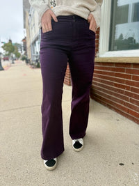 Plum Wide Leg High Rise Pant