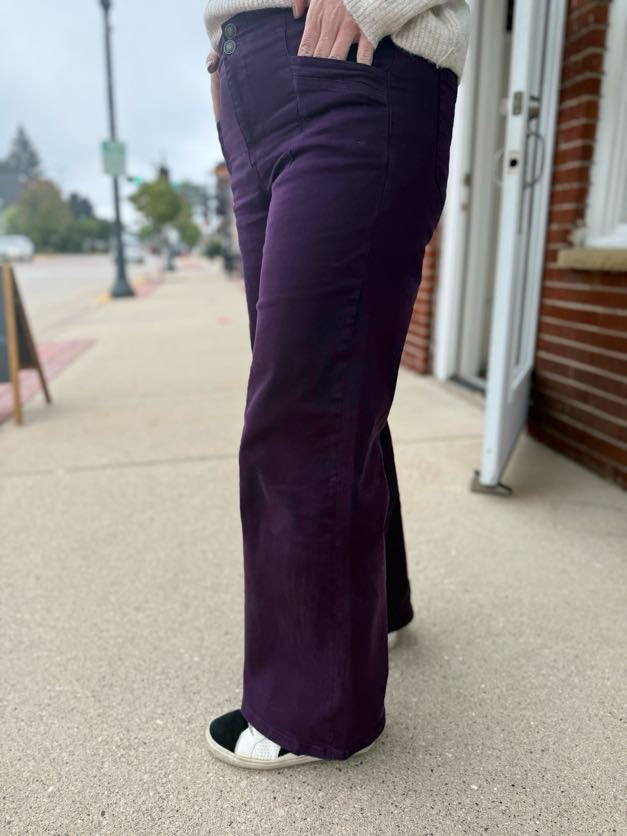 Plum Wide Leg High Rise Pant