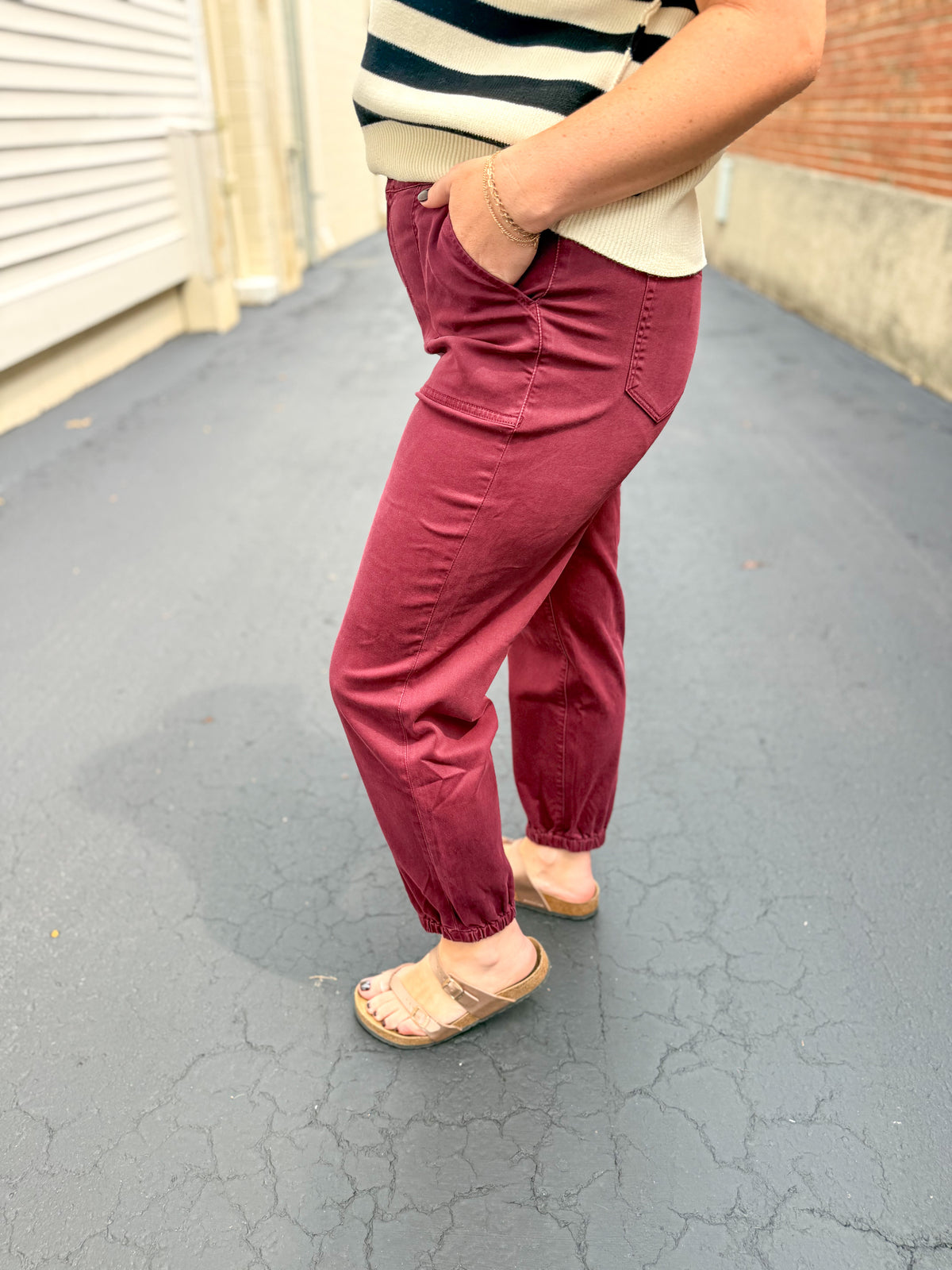 Burgundy Stretch Joggers
