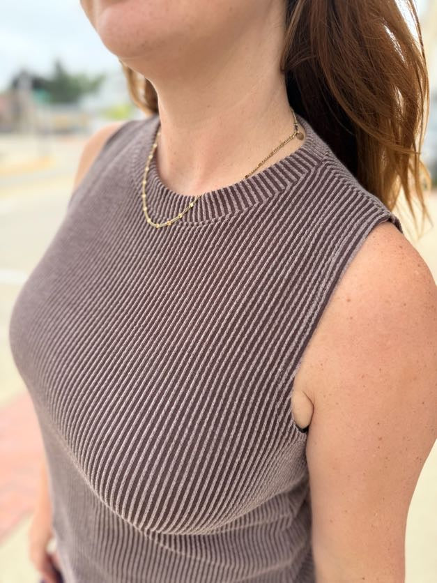 Chocolate Ribbed Tank Top