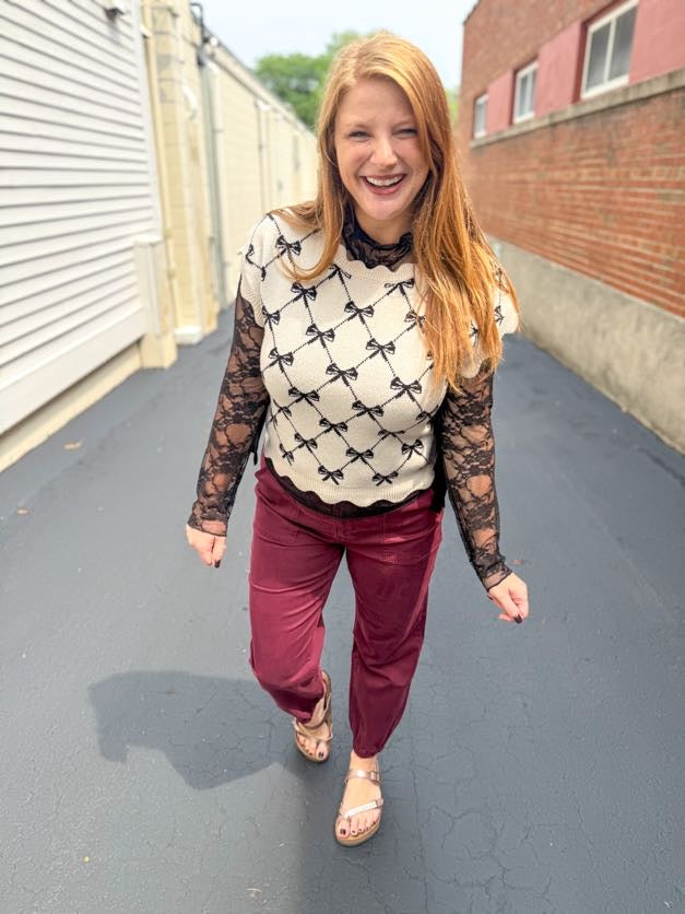 Bonnie Bow Knit Pullover Top