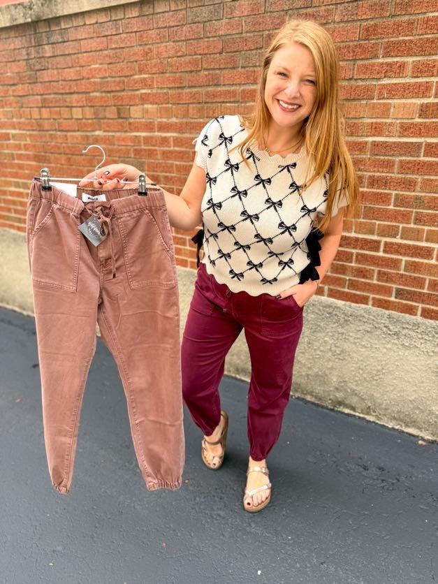 Burgundy Stretch Joggers