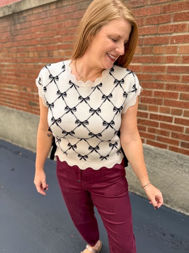 Bonnie Bow Knit Pullover Top