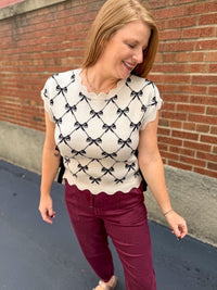Bonnie Bow Knit Pullover Top