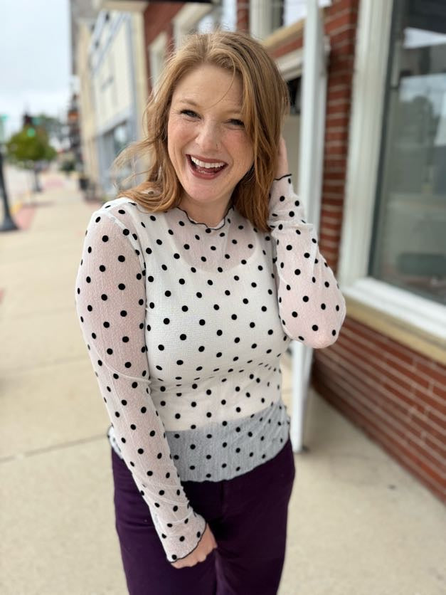 Polka Dot Sheer Mesh Top