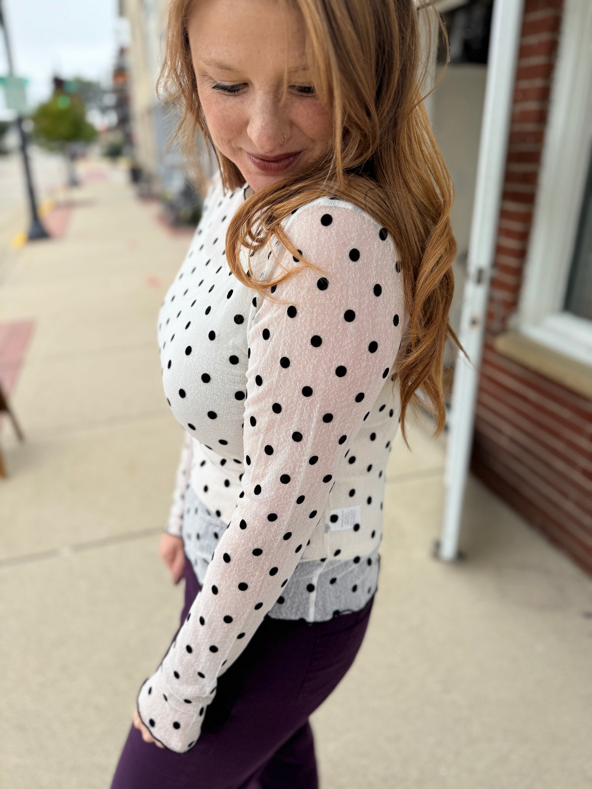 Polka Dot Sheer Mesh Top