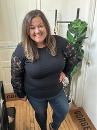 Roxey Black Textured Sleeve Top