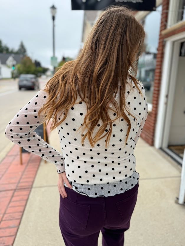 Polka Dot Sheer Mesh Top