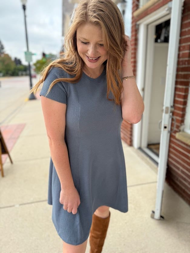 Denim Ribbed Knit Dress