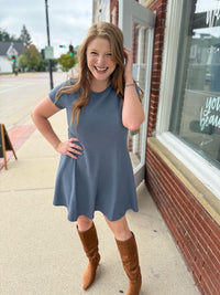Denim Ribbed Knit Dress