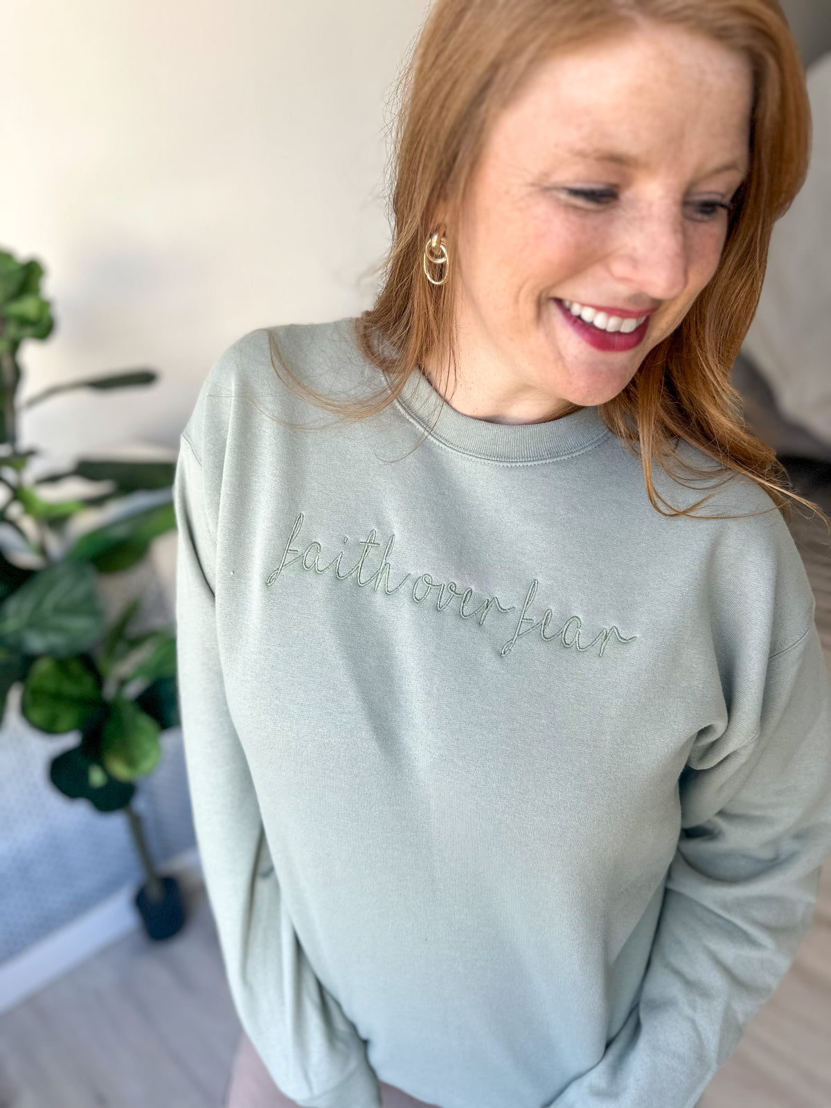 Faith Over Fear Embroidered Crewneck