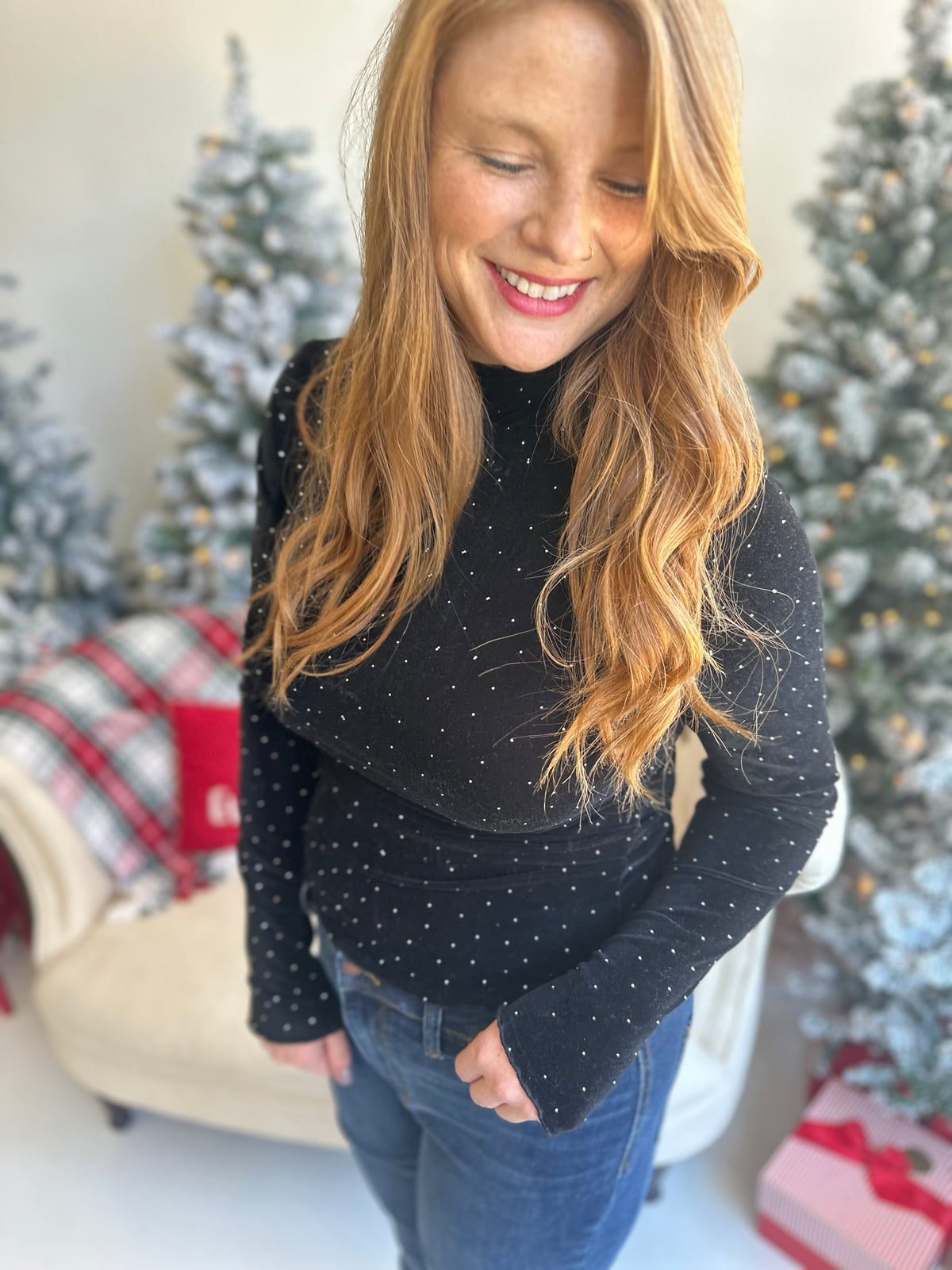 Dazzling Black Long Sleeve Top