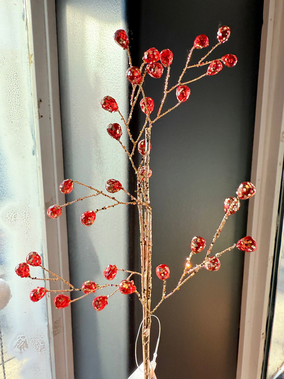 Red Beaded Glass Berry Pick