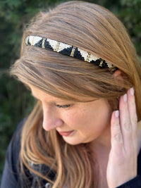 Sadie Beaded Black & White Headband