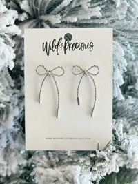 Twisted Bow Tie Earrings - Silver