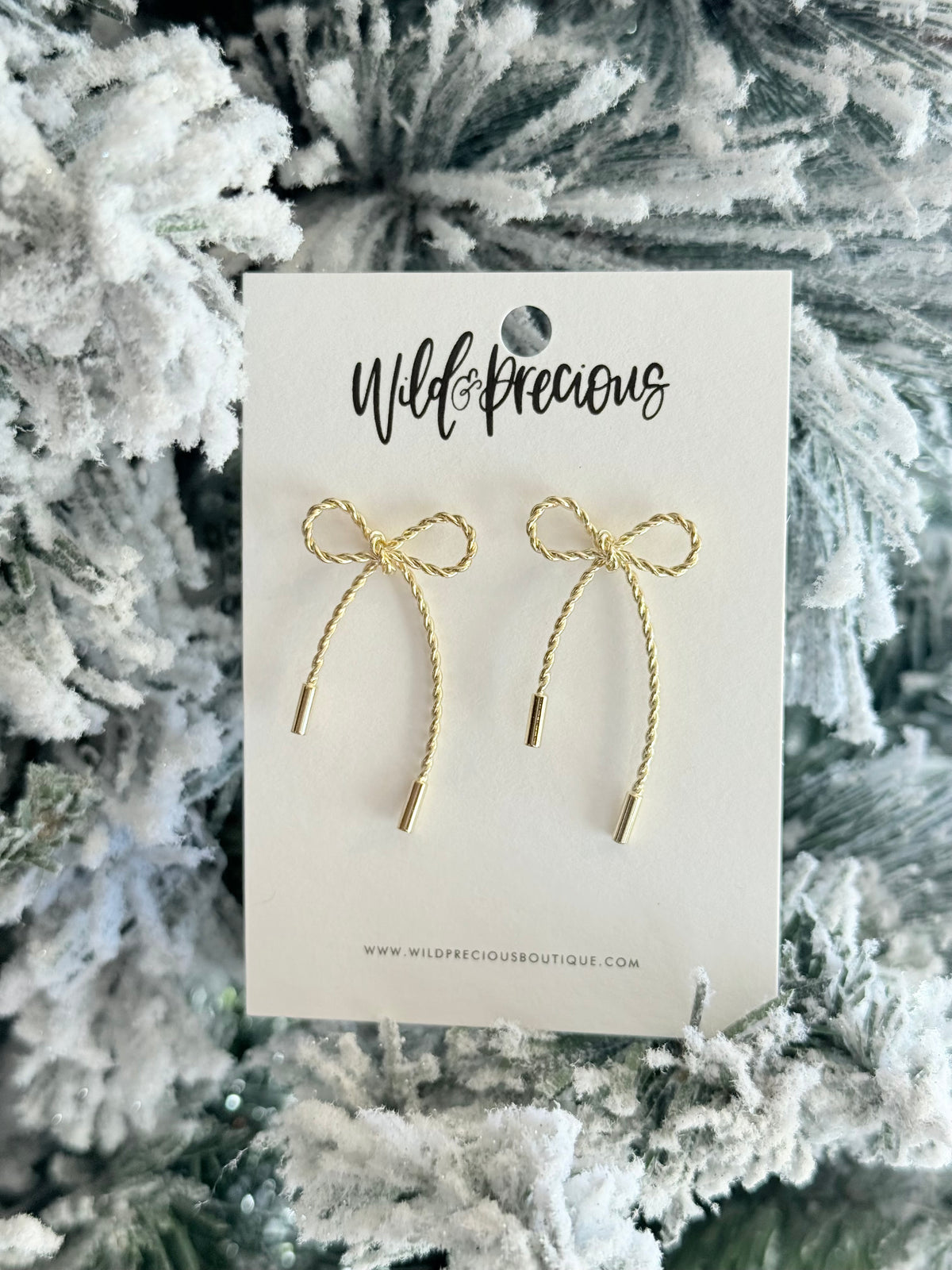 Twisted Bow Tie Earrings - Gold