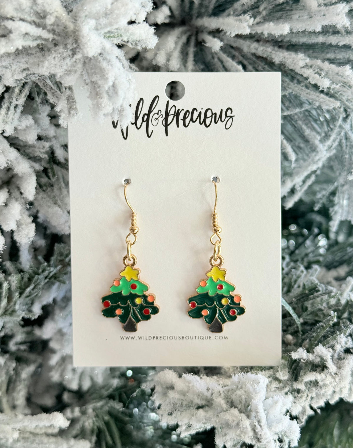 Christmas Enamel Earring - Christmas Tree