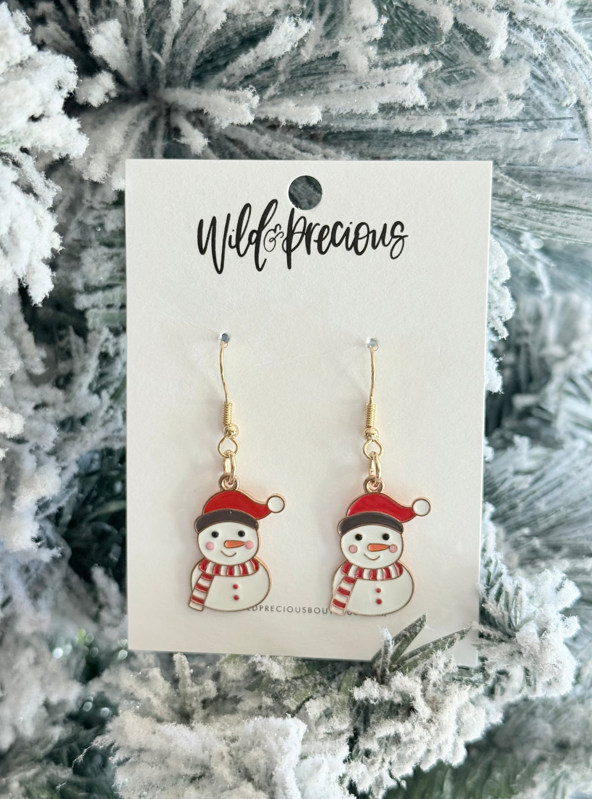 Christmas Enamel Earring - Snowman