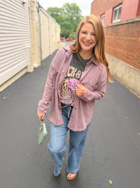 Lavender Washed Soft Button Up