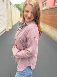 Lavender Washed Soft Button Up