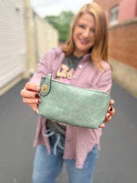 Teal Twist Lock Crossbody/Wristlet Bag