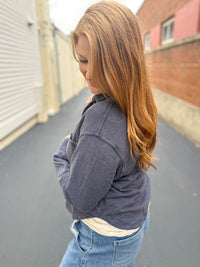 Navy Washed Soft Button Up