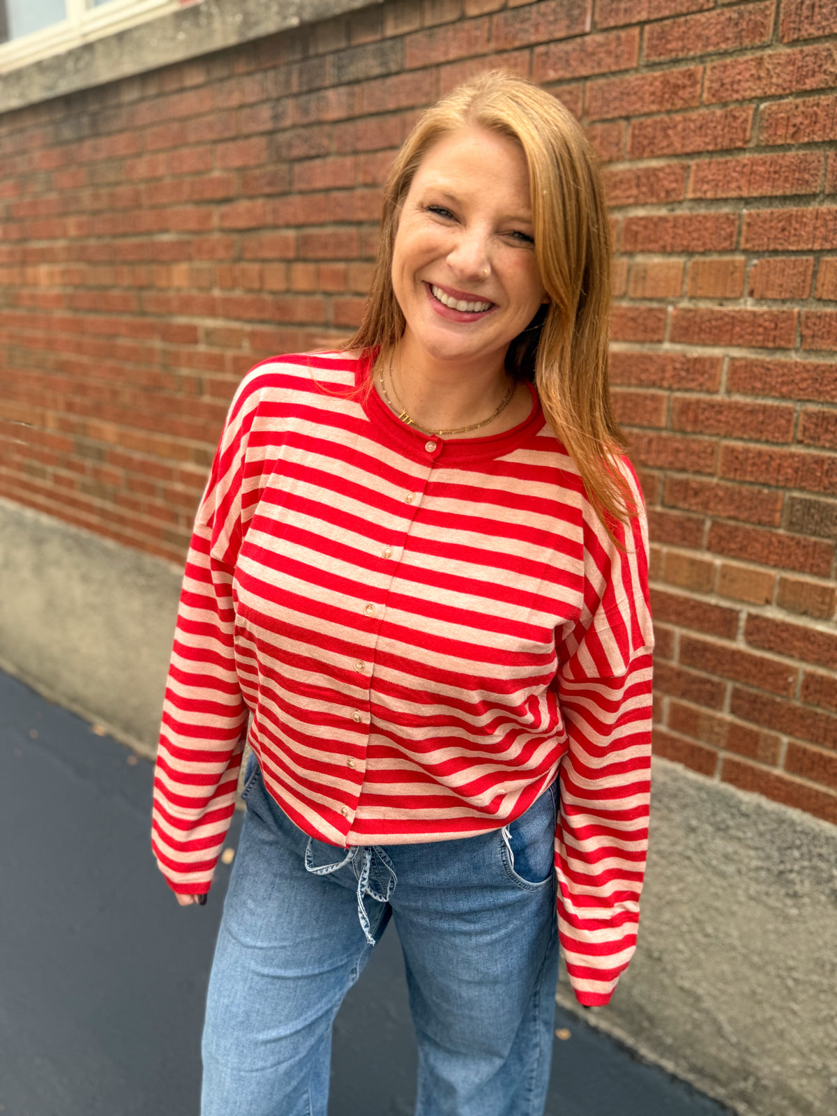 Berry Stripe Cardigan