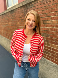 Berry Stripe Cardigan
