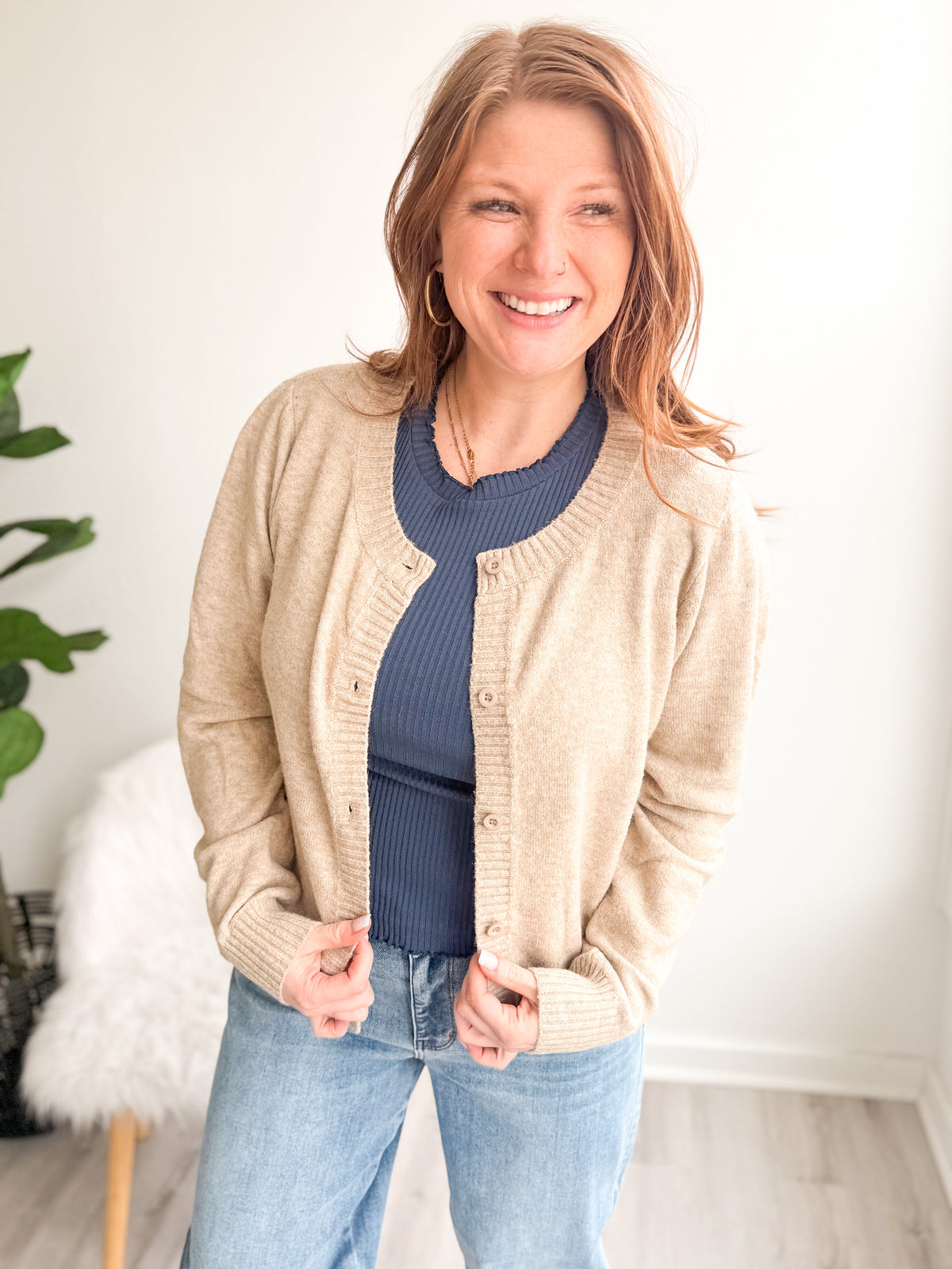 Simple Stitch Button Cardigan