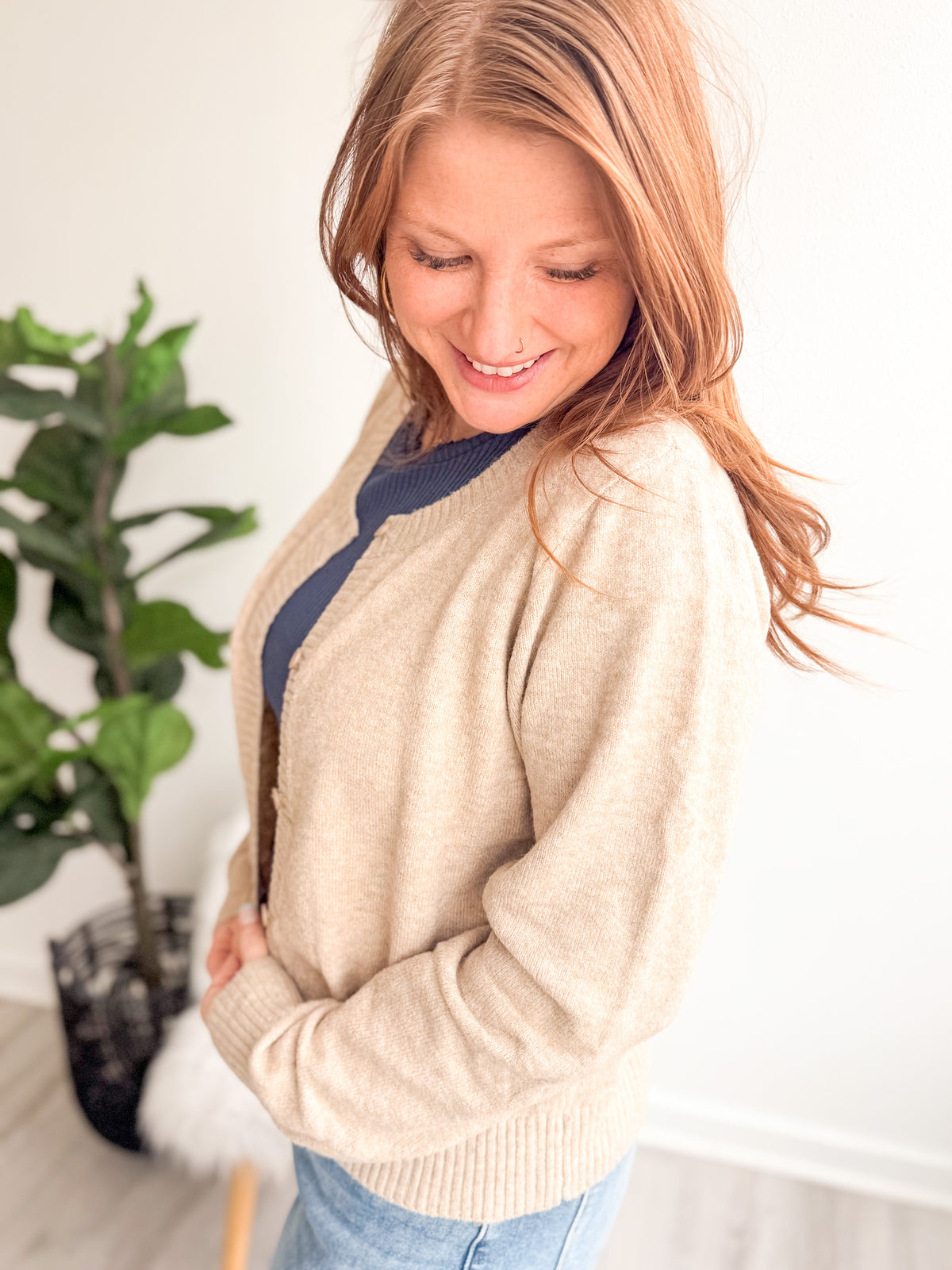 Simple Stitch Button Cardigan