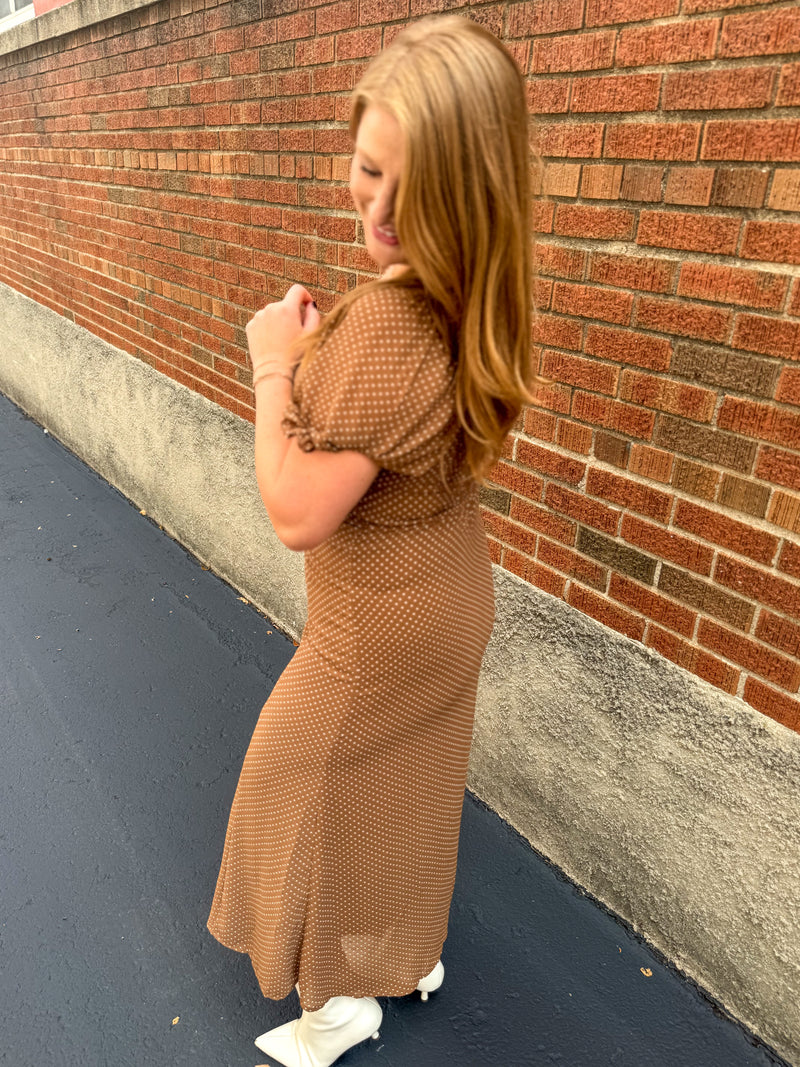 Golden Dottie Midi Dress