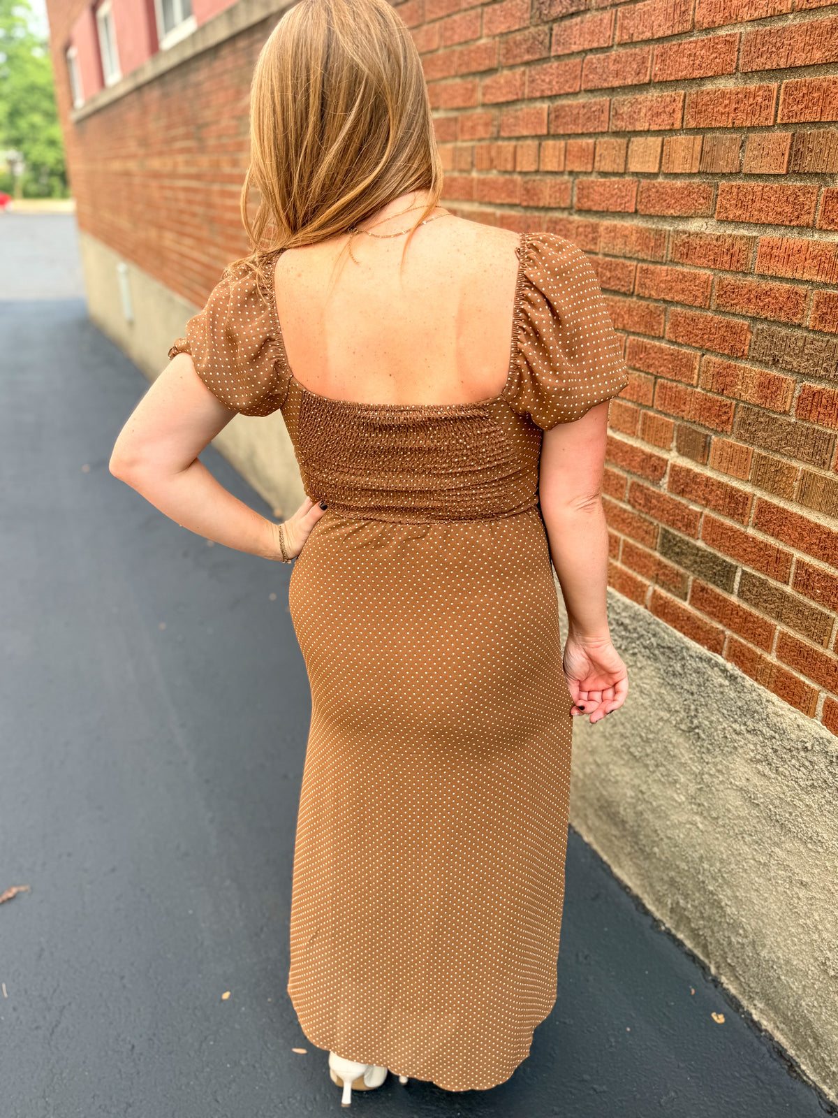 Golden Dottie Midi Dress