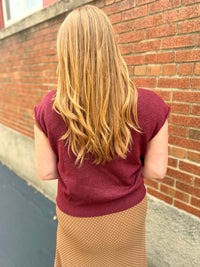Ainsley Lightweight Knit Vest Cardigan - Burgundy