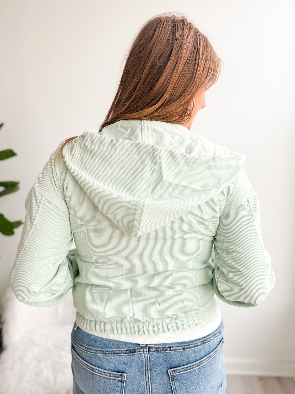 Mint Corduroy Zip Up Jacket