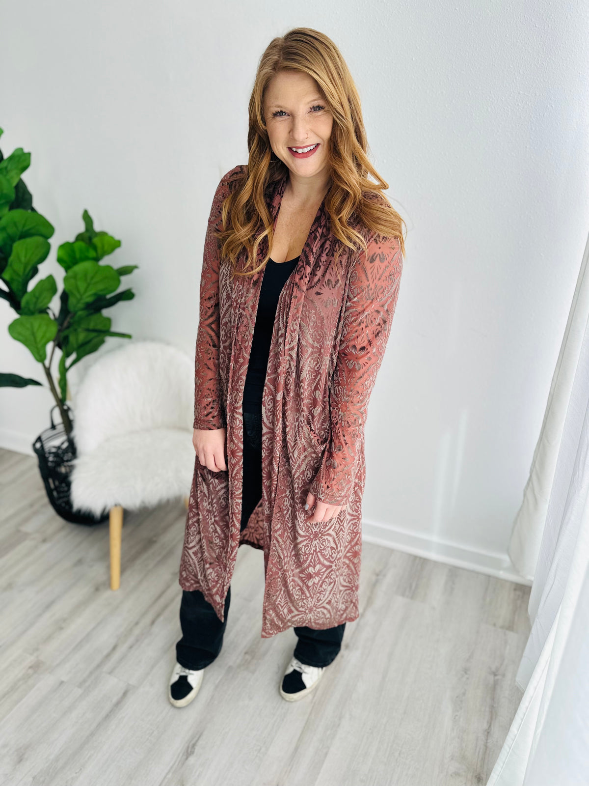 Mabel Mauve Velvet Duster Cardigan