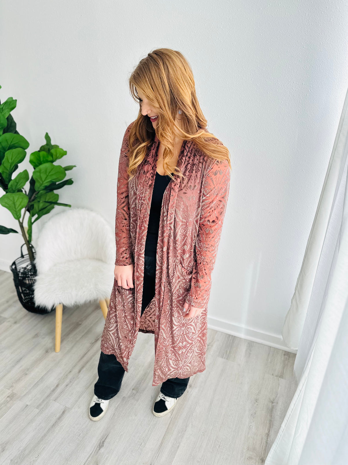 Mabel Mauve Velvet Duster Cardigan