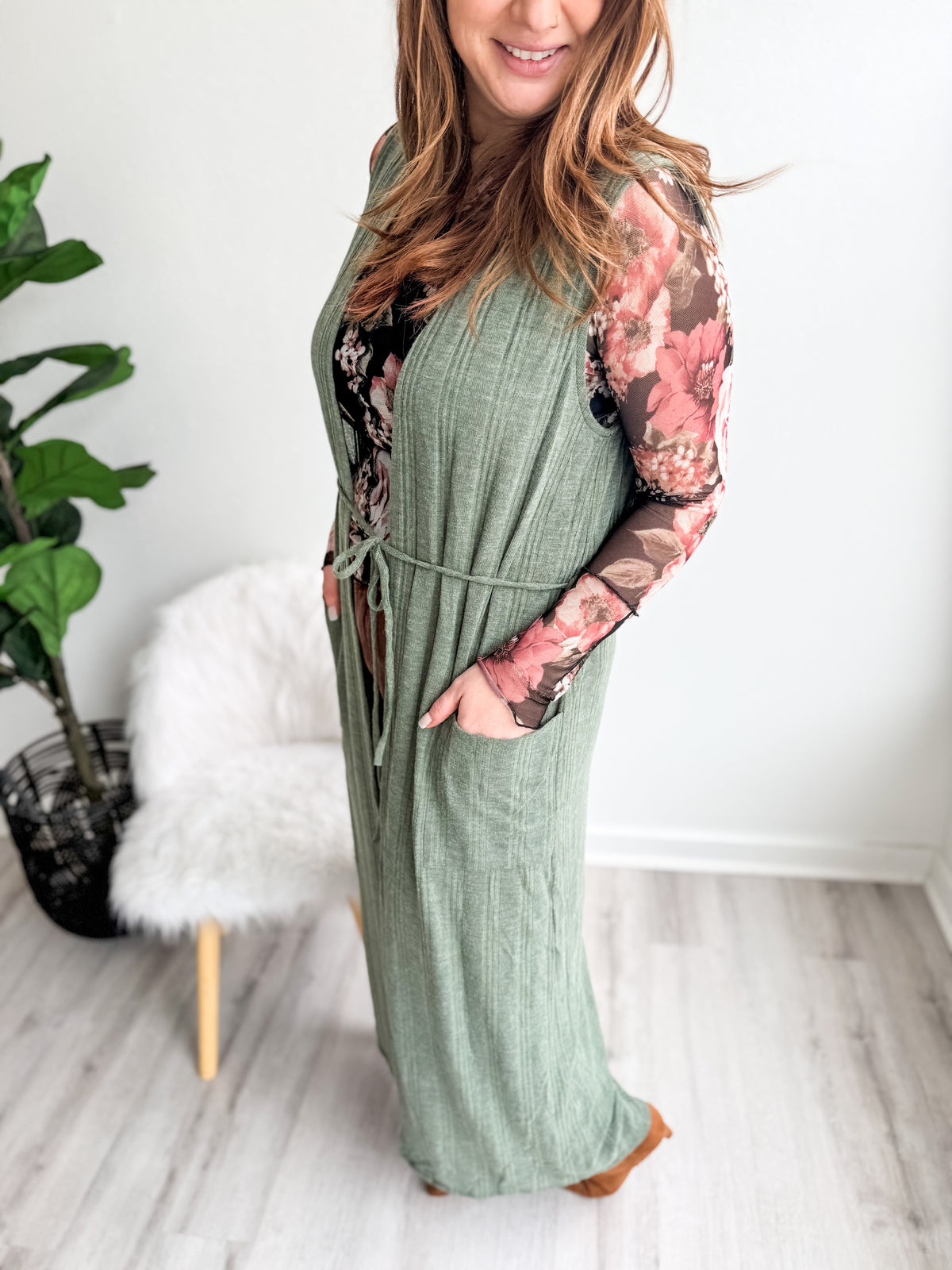 Sage Rib Maxi Duster