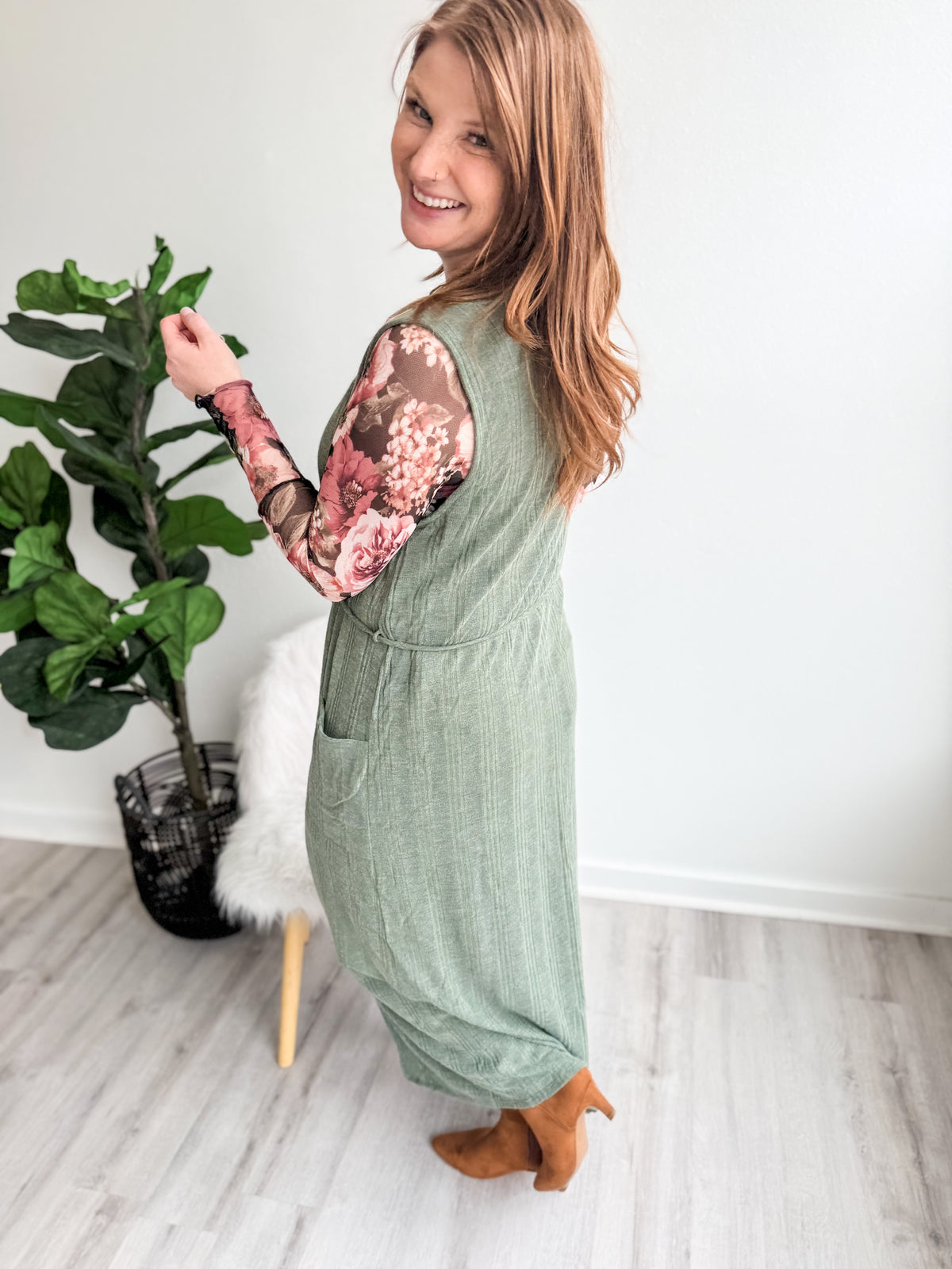 Sage Rib Maxi Duster