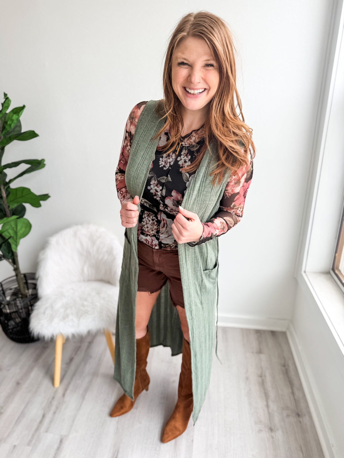 Sage Rib Maxi Duster