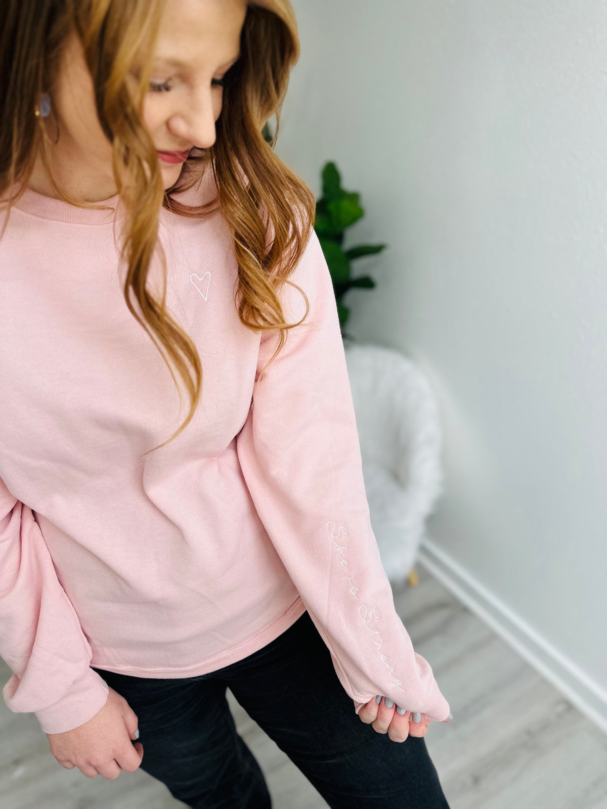 She Is Strong Blush Sweatshirt