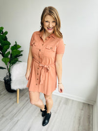 Sienna Tangerine Button Down Dress