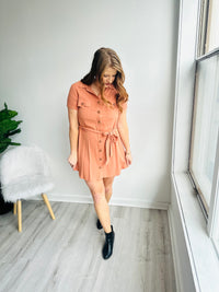 Sienna Tangerine Button Down Dress