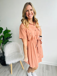 Sienna Tangerine Button Down Dress