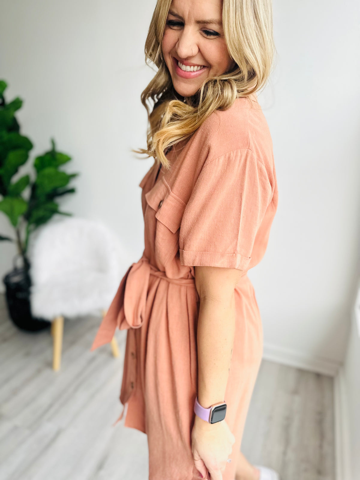 Sienna Tangerine Button Down Dress