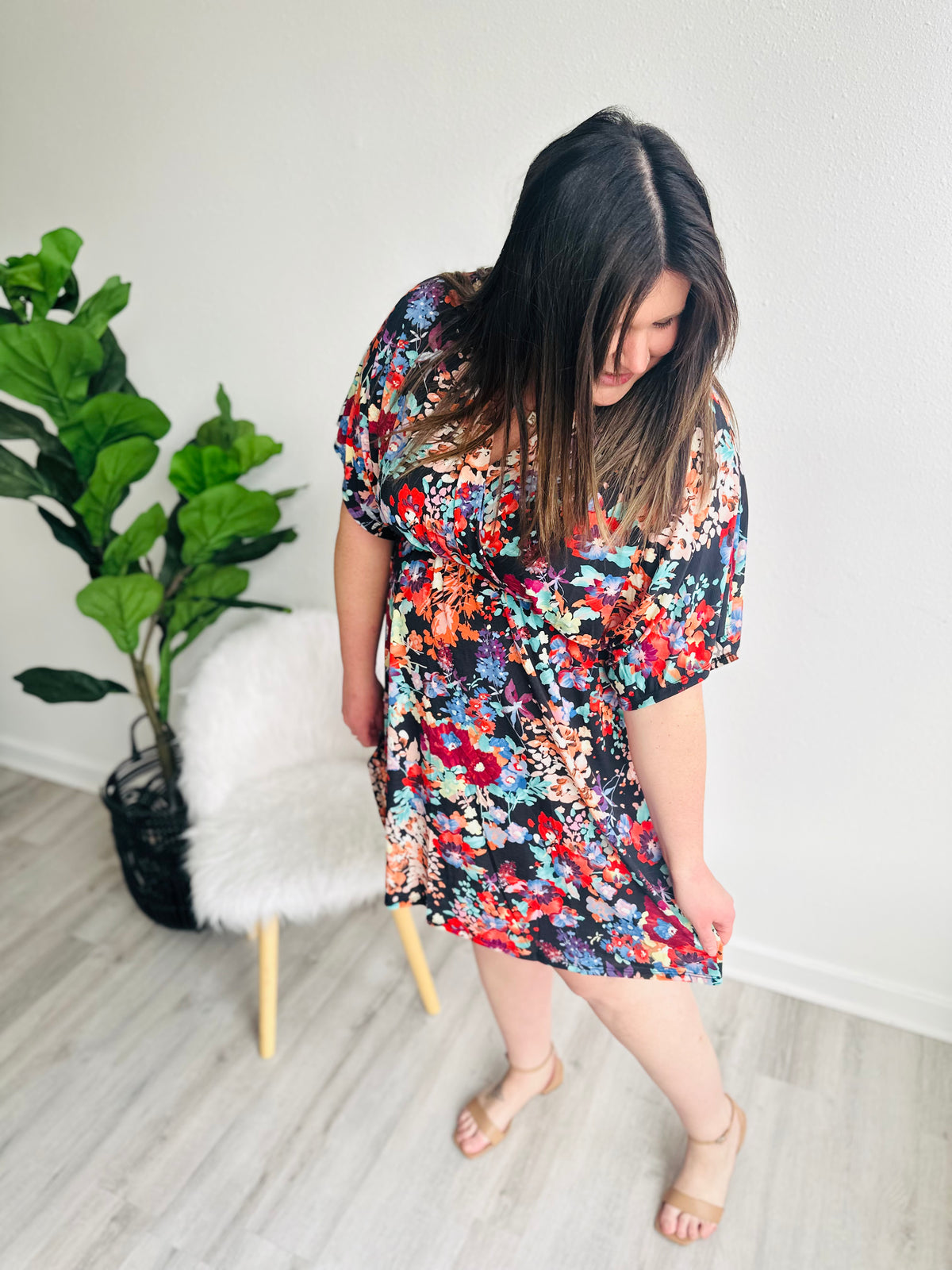 Paradise Floral Wrap Midi Dress