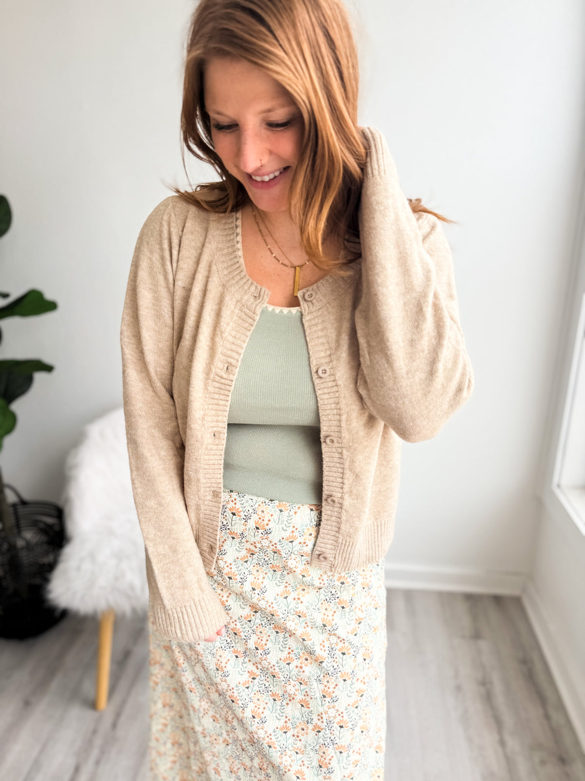 Simple Stitch Button Cardigan